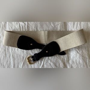 Club Monaco Dark Brown and Oatmeal leather/stretch belt